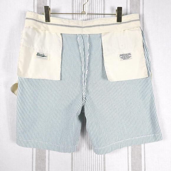 BERLE Shorts Mens 36 Seersucker Pleated Preppy Striped Yachtcore Country Club - Picture 3 of 11